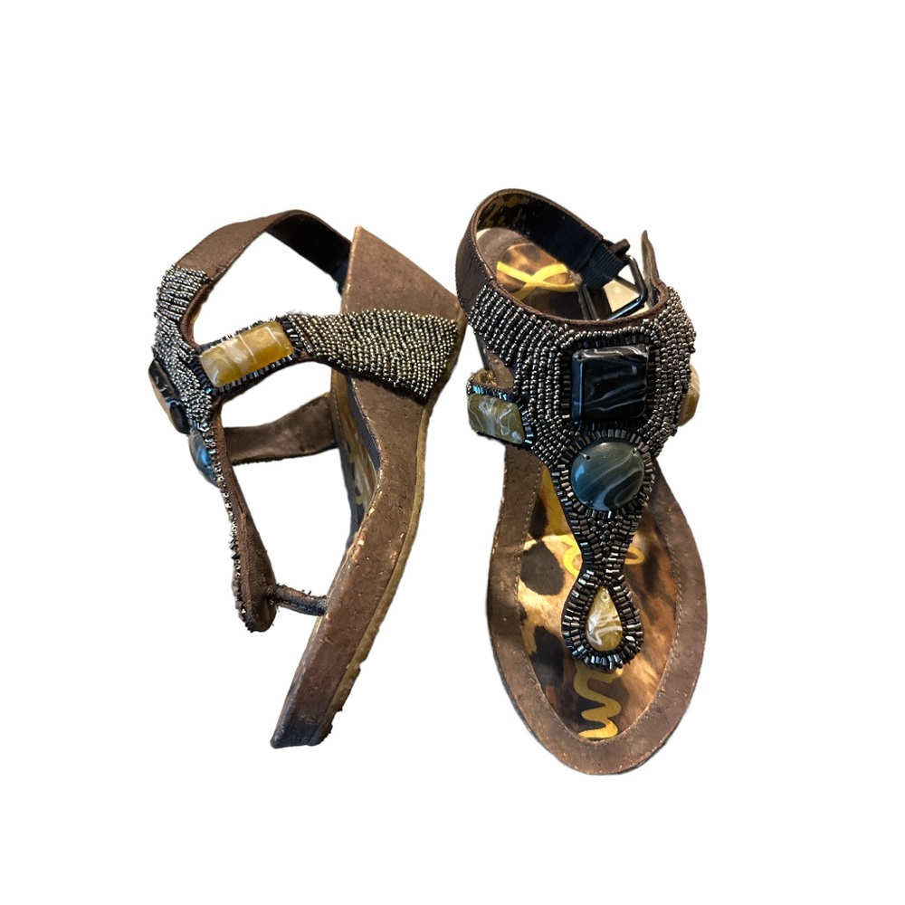 Sam Edelman Distressed Beaded Sandals Size 5.5 - Picture 8 of 8